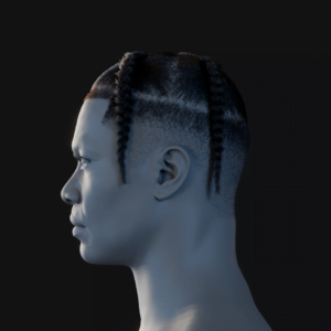 PixelHair ready-made top four hanging braids fade 3D hairstyle in Blender using hair particle system