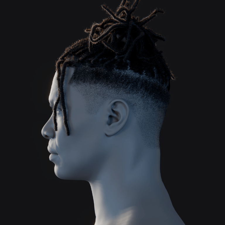 PixelHair ready-made dreads pigtail hairstyle in Blender using Blender hair particle system