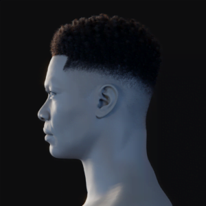 PixelHair ready-made Afro fade 3D hairstyle in Blender using Blender hair particle system