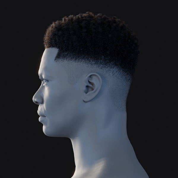 Pixelhair ready-made afro fade 3d hairstyle in blender using blender hair particle system