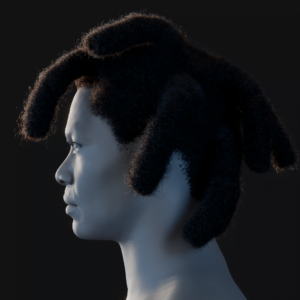 PixelHair ready-made iconic Kodak thick black dreads 3D hairstyle in Blender using hair particle system