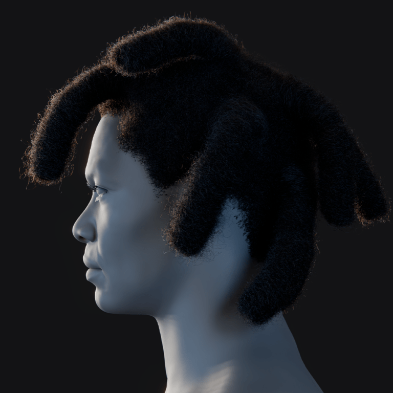 PixelHair ready-made iconic Kodak thick black dreads 3D hairstyle in Blender using hair particle system