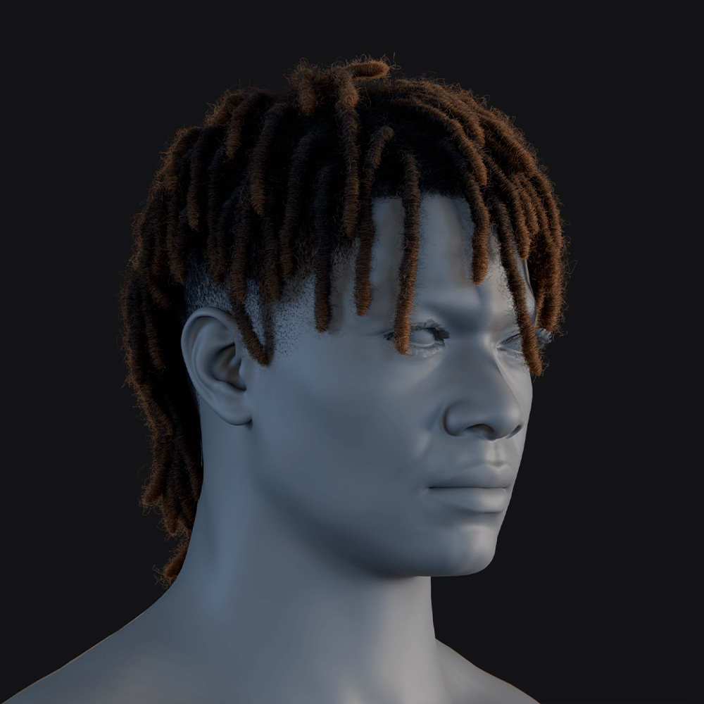 Pixelhair ready-made 3d hairstyle of ski mask the slump god mohawk dreads in blender