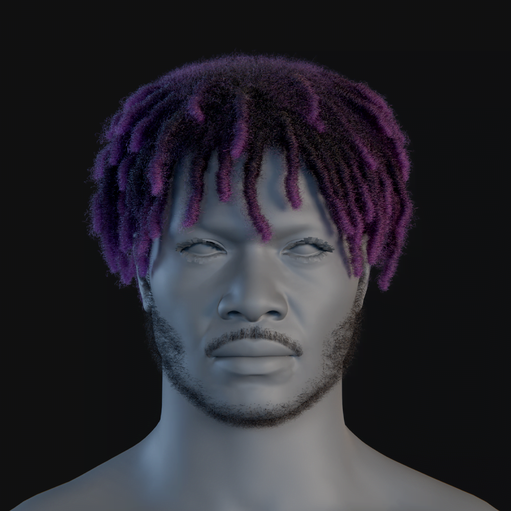 Pixelhair ready-made 3d hairstyle of lil uzi vert dreads in blender