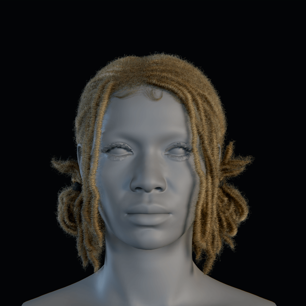 PixelHair ready-made pigtail female 3D Dreads hairstyle in Blender with blender hair particle system