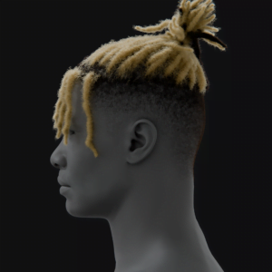 PixelHair ready-made iconic xxxtentacion black and blonde dreads 3D hairstyle in Blender using hair particle system