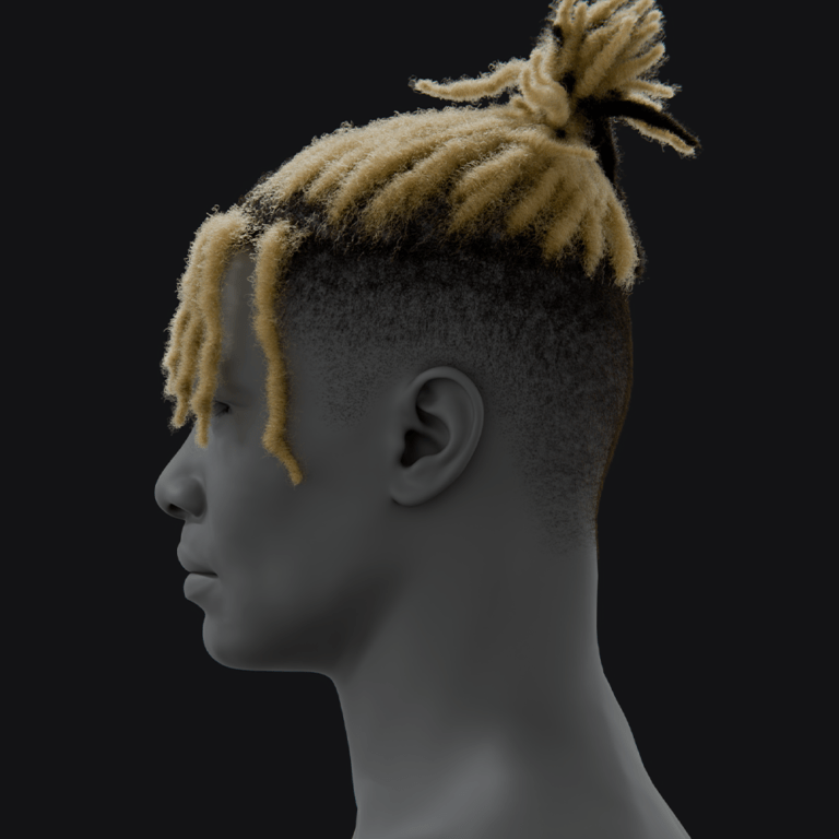 PixelHair ready-made iconic xxxtentacion black and blonde dreads 3D hairstyle in Blender using hair particle system