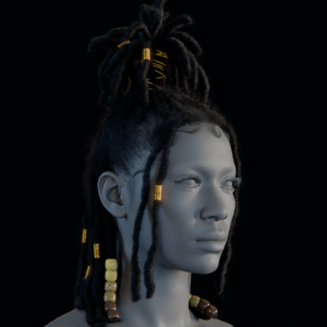 PixelHair ready-made female 3D Dreads hairstyle in Blender with blender particle system