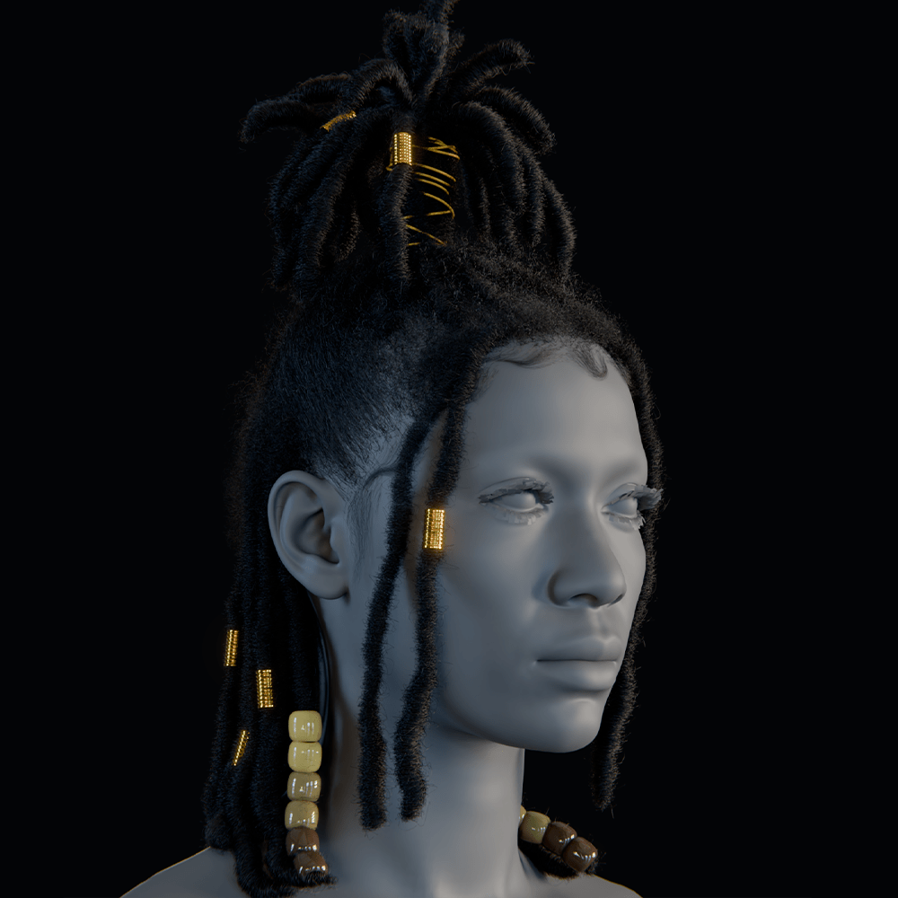 Pixelhair ready-made female 3d dreads hairstyle in blender with blender particle system