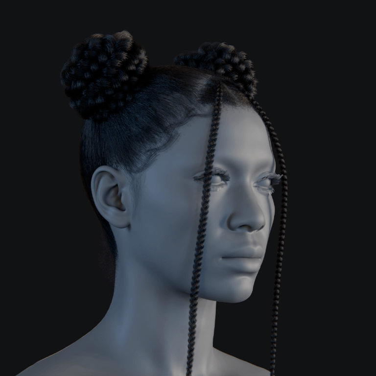 PixelHair ready-made 3D Rihanna braids hairstyle in Blender using hair particle system