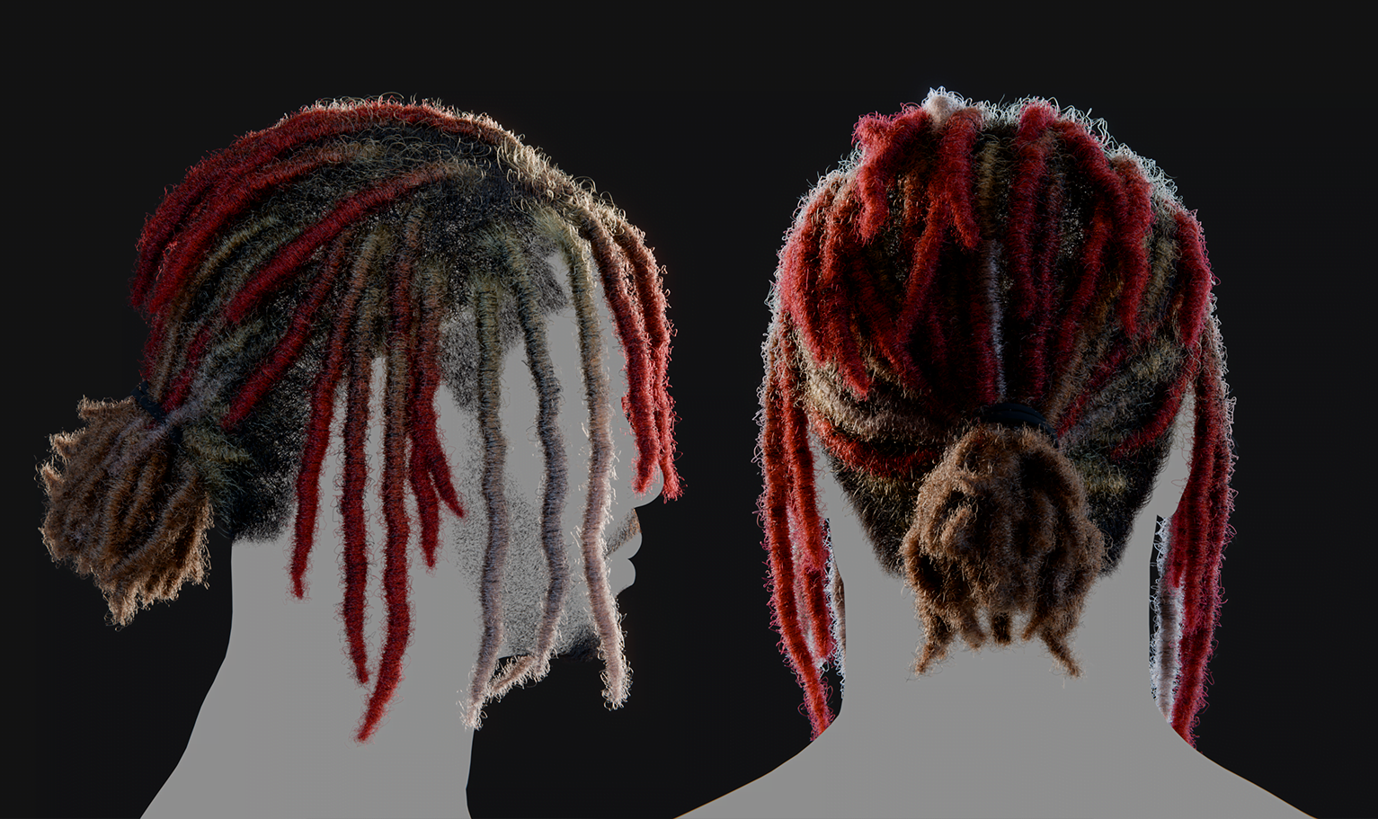 PixelHair ready-made 3D Lil Pump dreads hairstyle in Blender using hair particle system