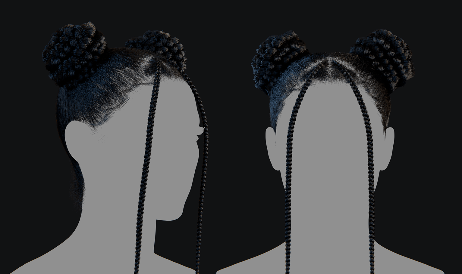 PixelHair ready-made 3D Rihanna braids hairstyle in Blender using hair particle system