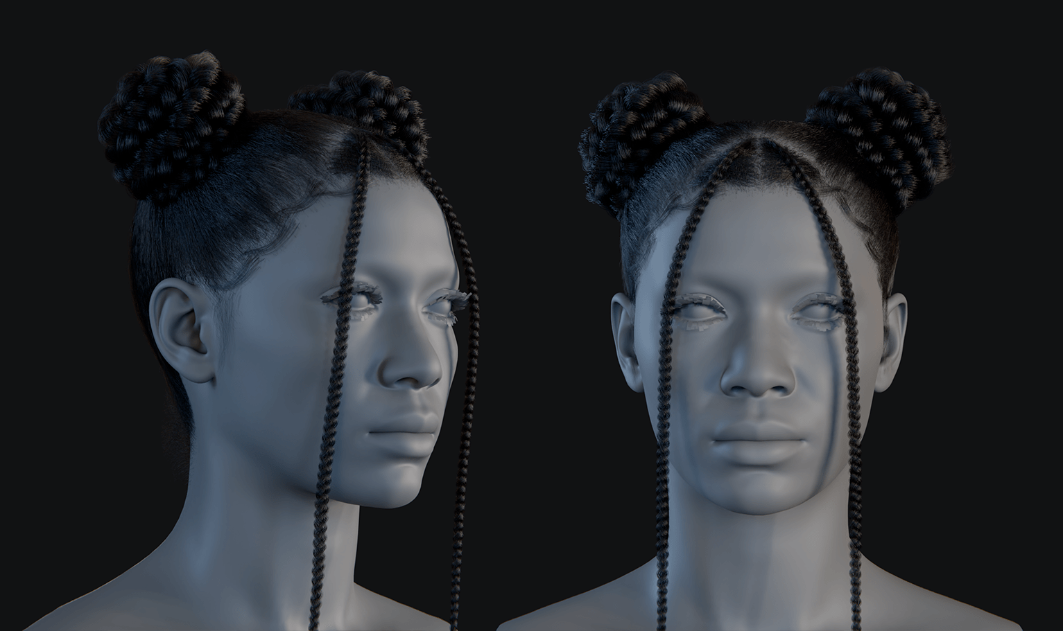 PixelHair ready-made 3D Rihanna braids hairstyle in Blender using hair particle system