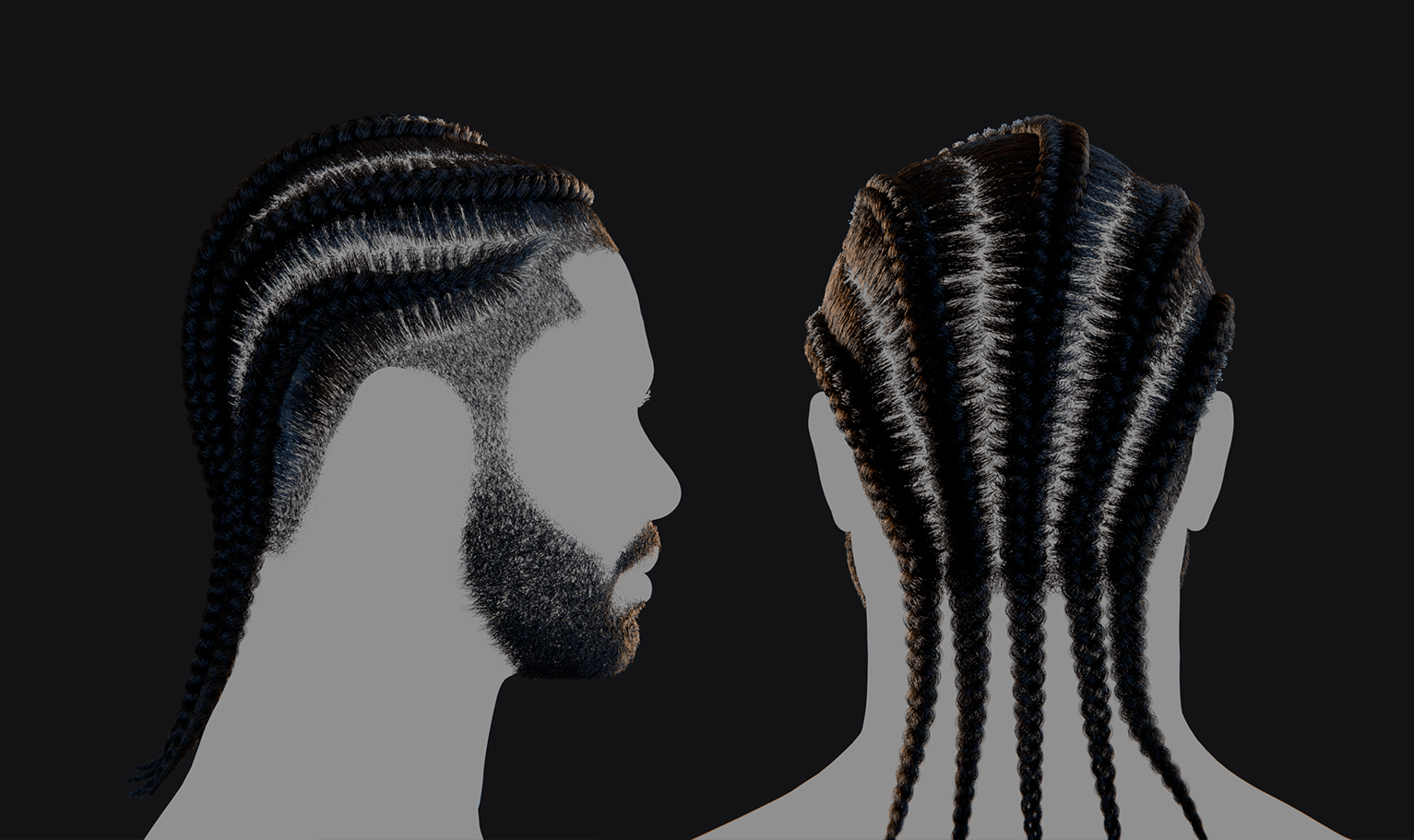 PixelHair ready-made 3D hairstyle of Big Sean Spiral Braids in Blender with hair particle system