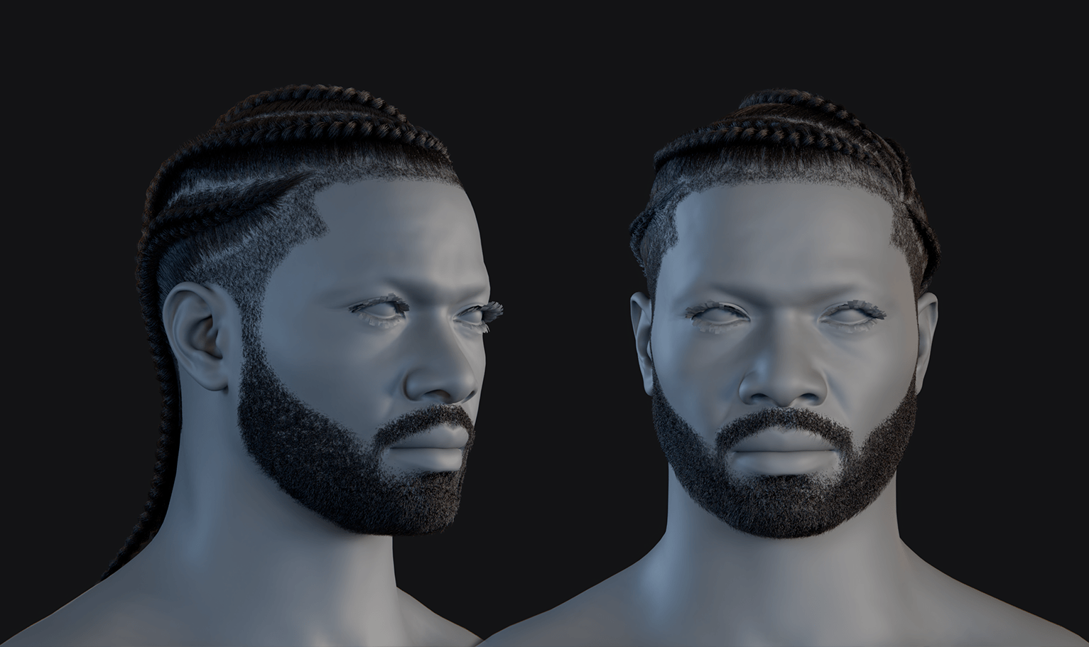 PixelHair ready-made 3D hairstyle of Big Sean Spiral Braids in Blender with hair particle system