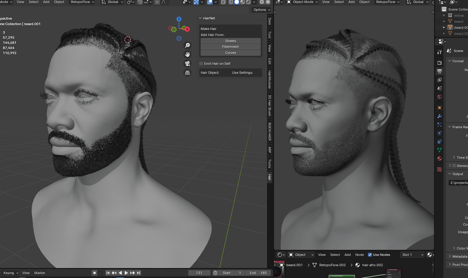 PixelHair ready-made 3D hairstyle of Big Sean Spiral Braids in Blender with hair particle system