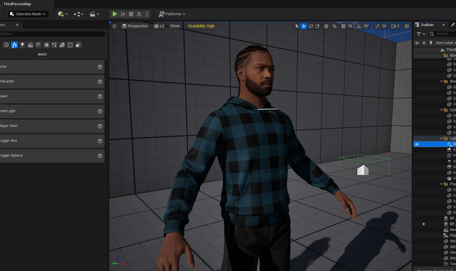 PixelHair ready-made Big Sean Spiral Braids hairstyle on a metahuman in Unreal Engine 5