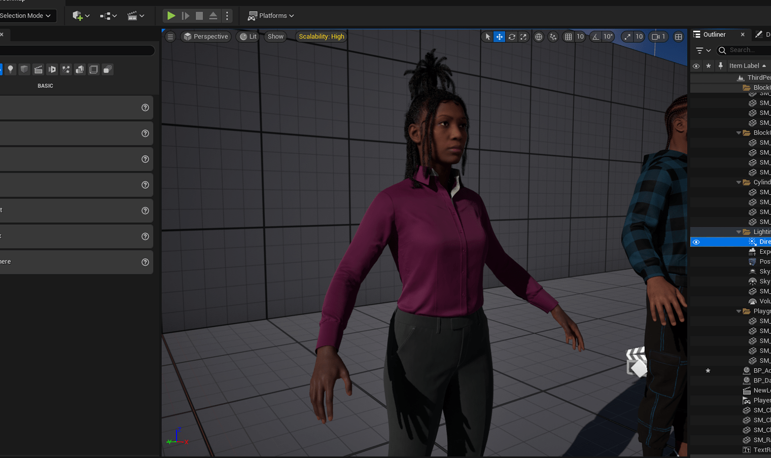 PixelHair ready-made female 3D Dreads hairstyle on a metahuman in Unreal Engine