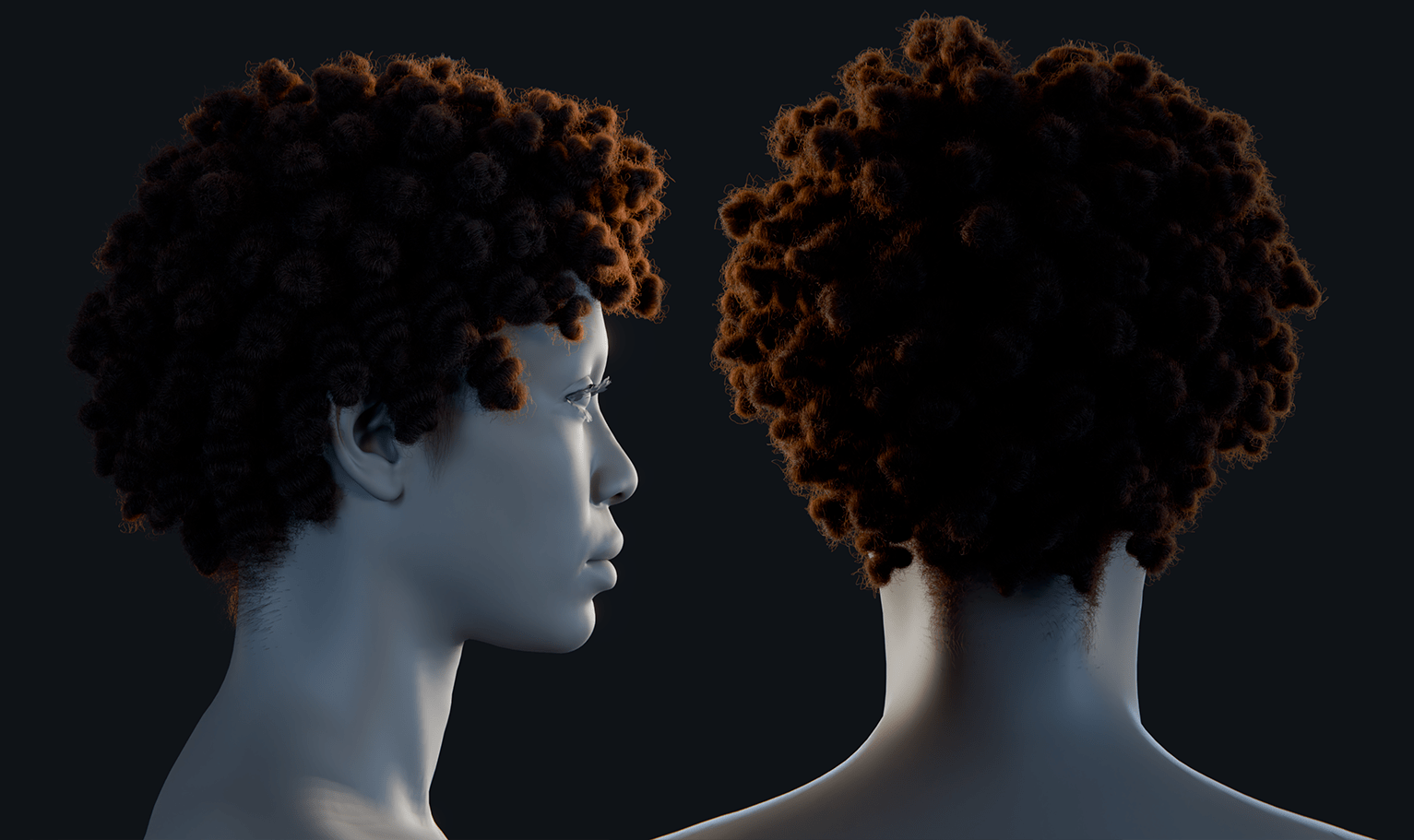 PixelHair ready-made 3D hairstyle of Halle Bailey dreads knots in Blender with hair particle system