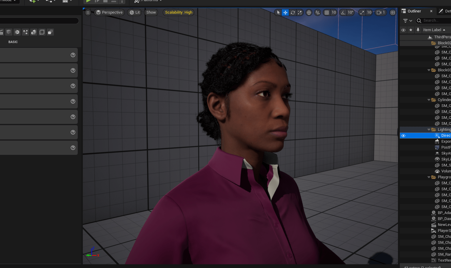 PixelHair ready-made 3D hairstyle of Halle Bailey Bun Dreads on a metahuman in Unreal Engine