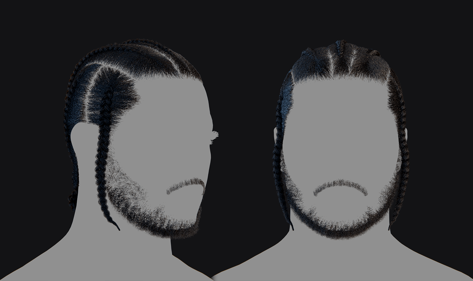 PixelHair ready-made 3D hairstyle of Kendrick Lamar braids in Blender