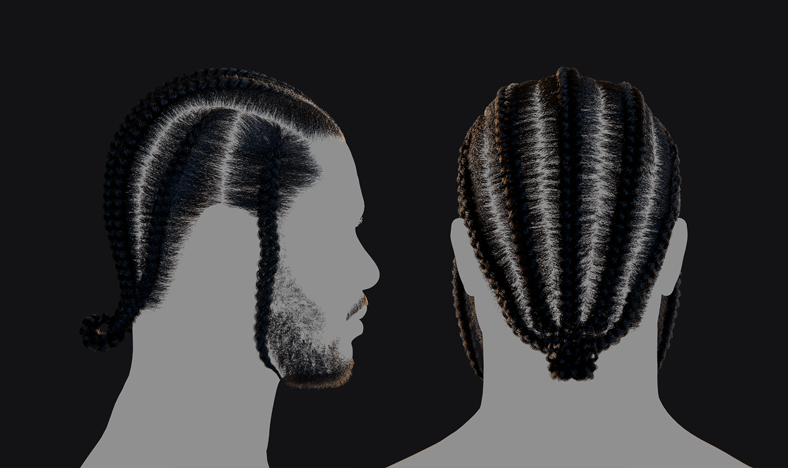 PixelHair ready-made 3D hairstyle of Kendrick Lamar braids in Blender