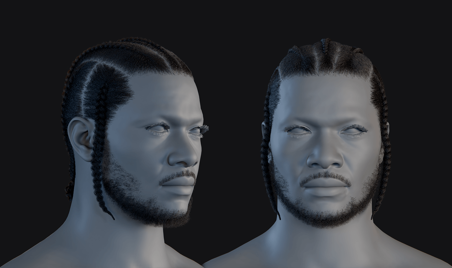 PixelHair ready-made 3D hairstyle of Kendrick Lamar braids in Blender