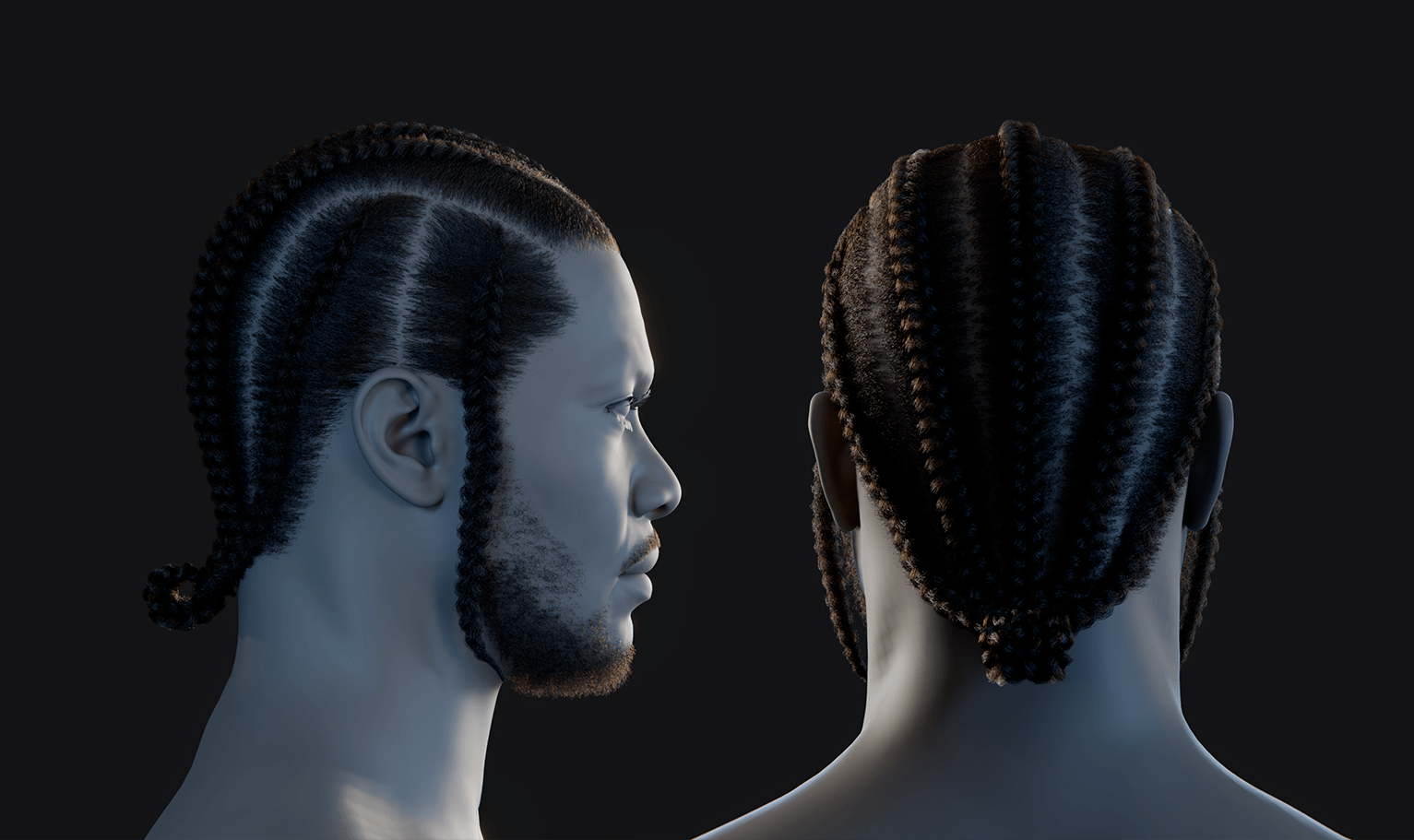 PixelHair ready-made 3D hairstyle of Kendrick Lamar braids in Blender