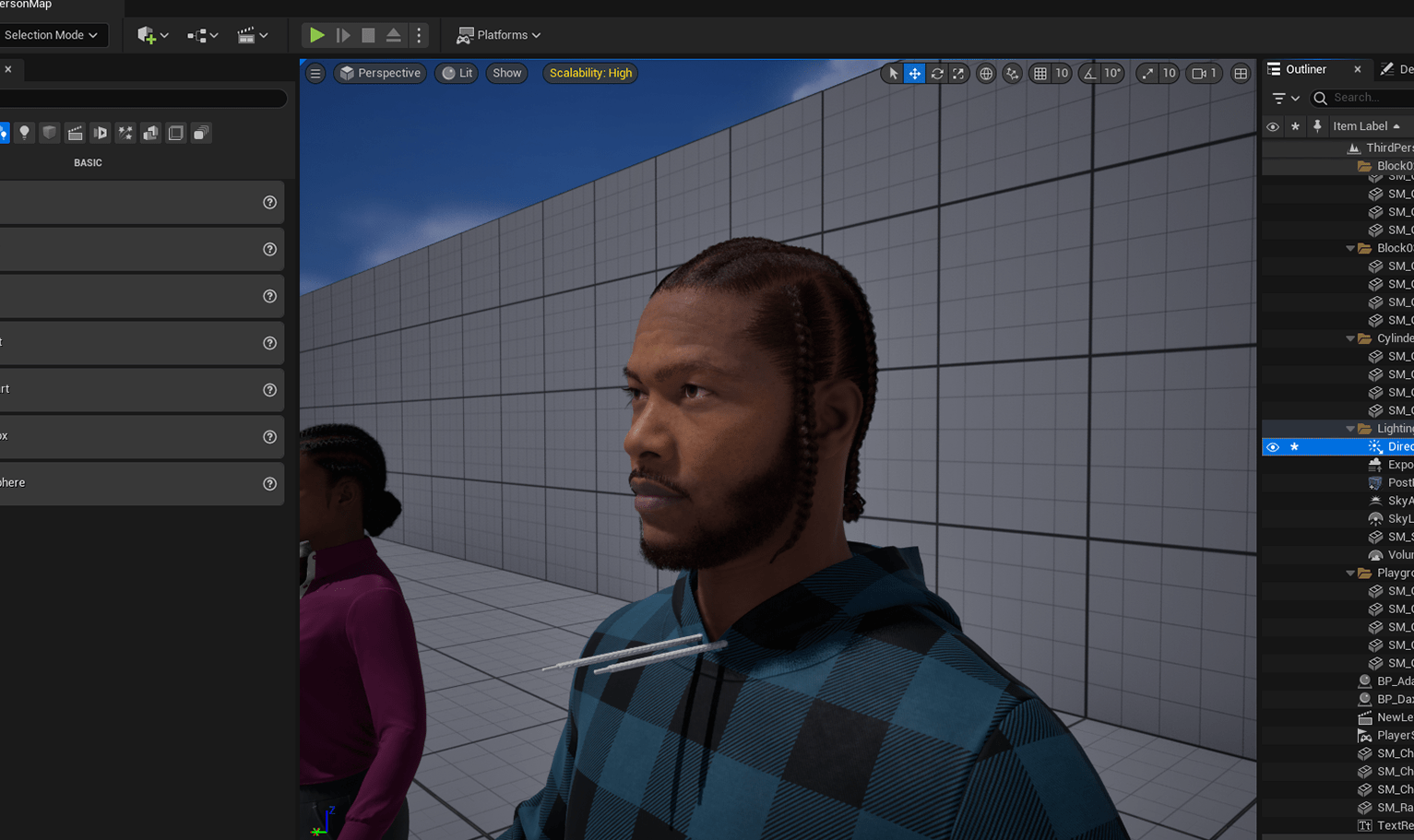 PixelHair ready-made 3D hairstyle of Kendrick Lamar braids on a metahuman in Unreal Engine