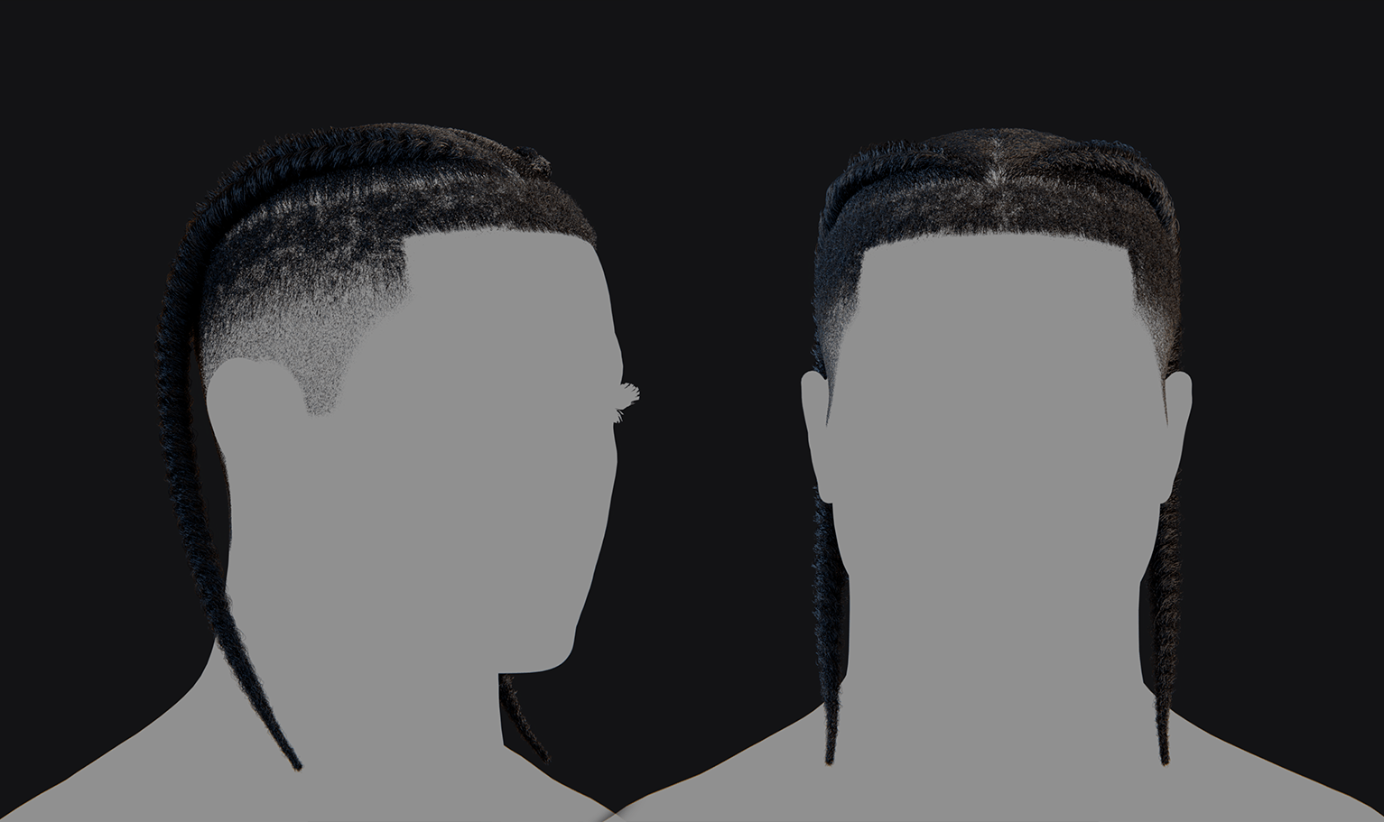 PixelHair ready-made 3D hairstyle of Travis scott braids in Blender