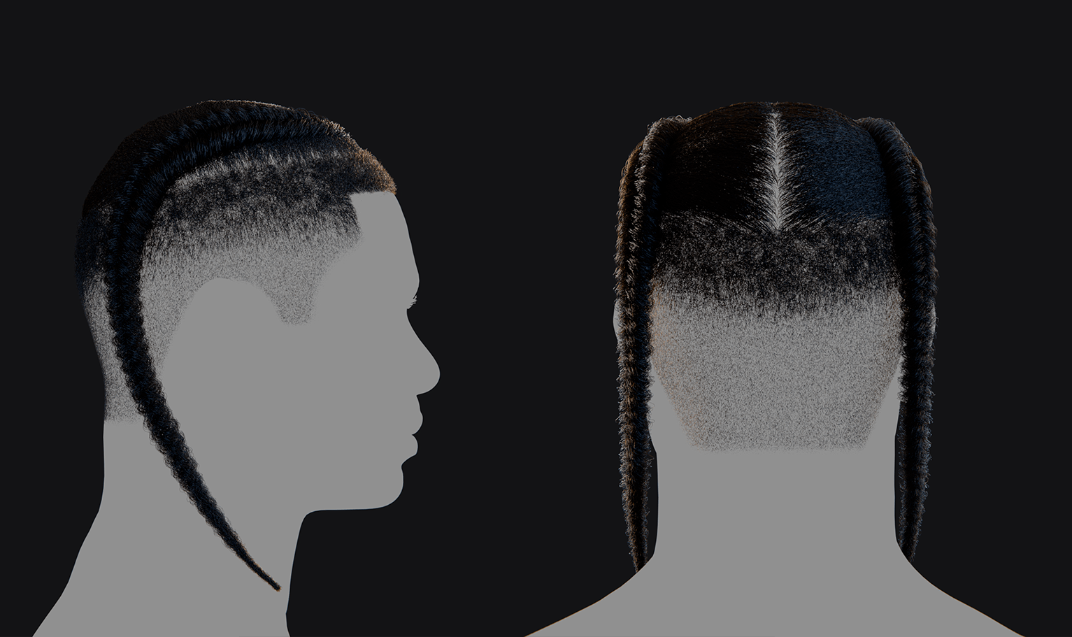 PixelHair ready-made 3D hairstyle of Travis scott braids in Blender