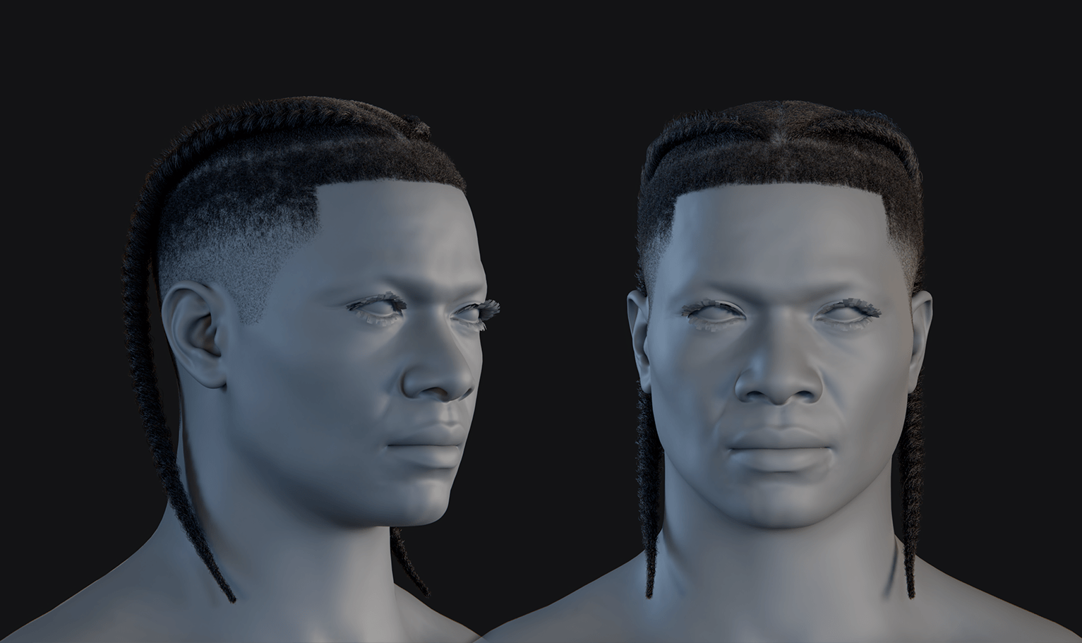 PixelHair ready-made 3D hairstyle of Travis scott braids in Blender