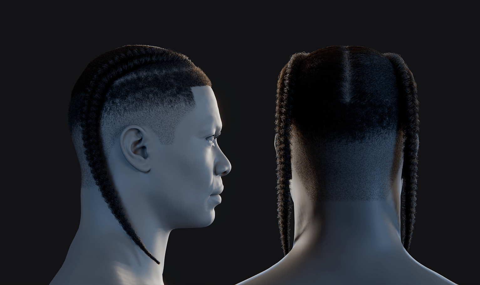 PixelHair ready-made 3D hairstyle of Travis scott braids in Blender