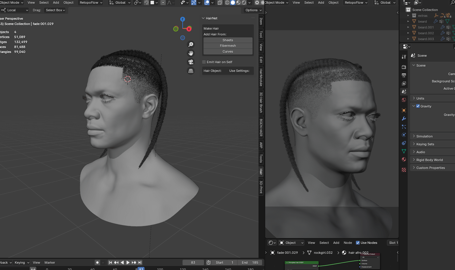 PixelHair ready-made 3D hairstyle of Travis scott braids in Blender