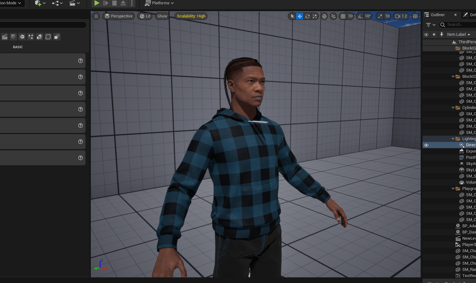 PixelHair ready-made 3D hairstyle of Travis Sott braids on a metahuman in Unreal Engine