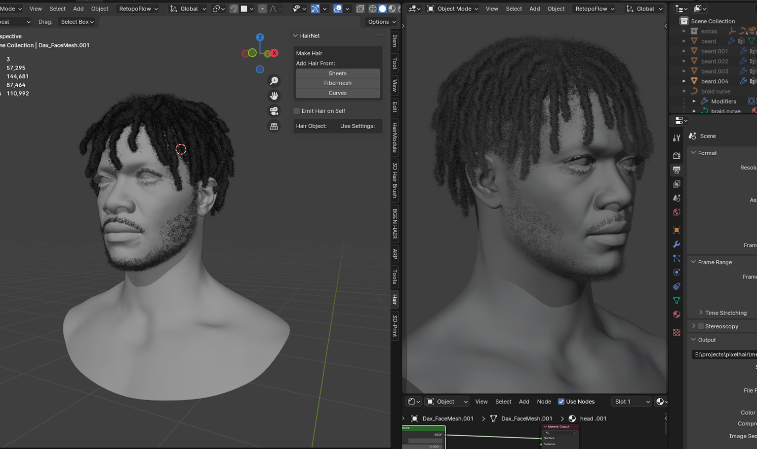 PixelHair ready-made 3D hairstyle of Lil uzi vert dreads in Blender