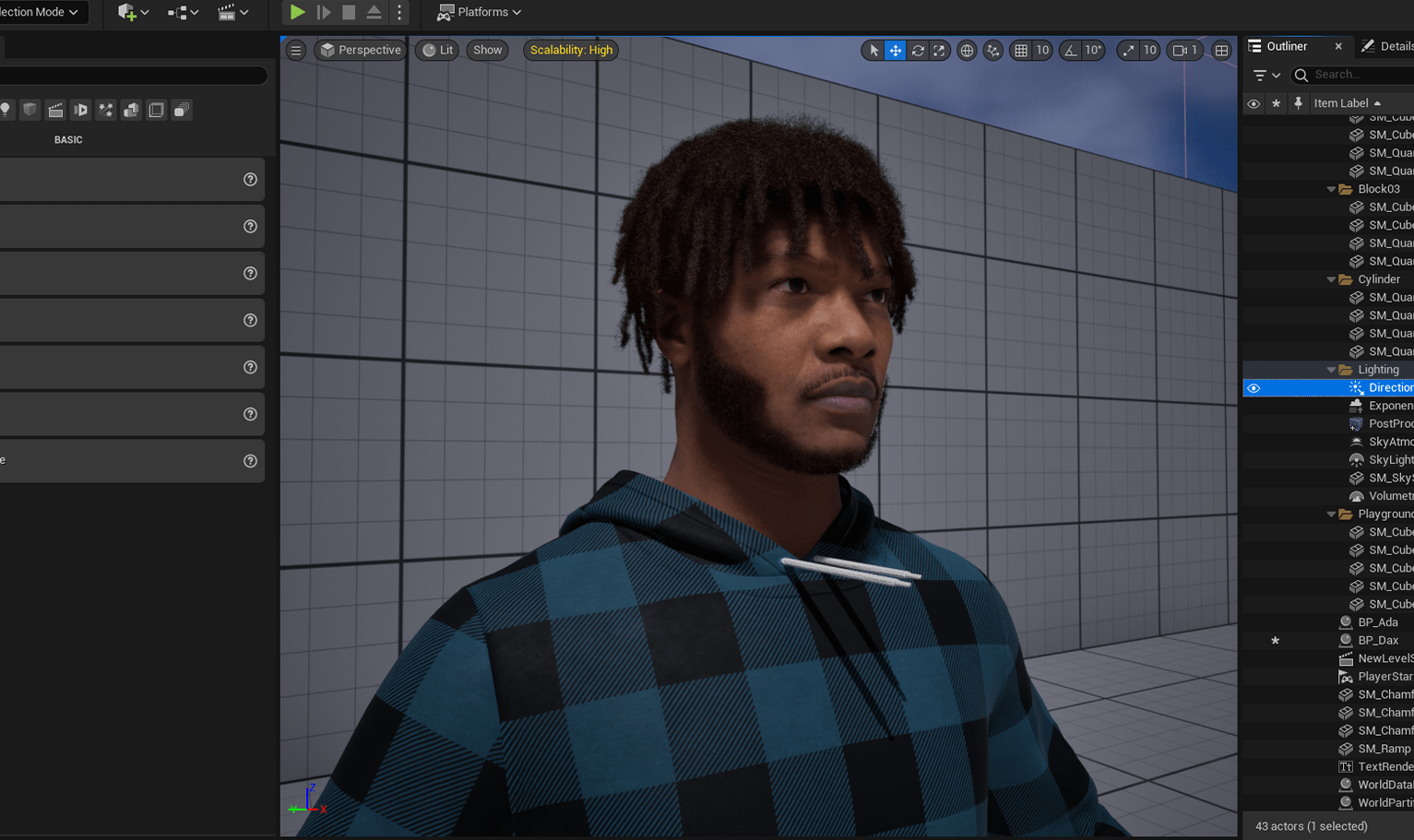 PixelHair ready-made 3D hairstyle of Lil uzi vert dreads on a metahuman in Unreal Engine