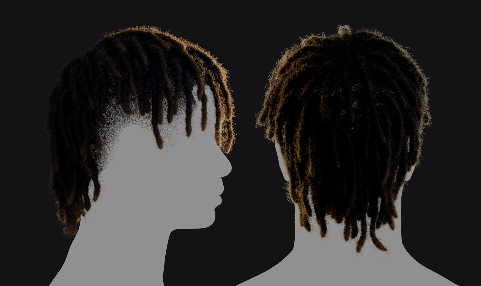 PixelHair ready-made 3D hairstyle of Ski Mask the Slump god Mohawk dreads in Blender