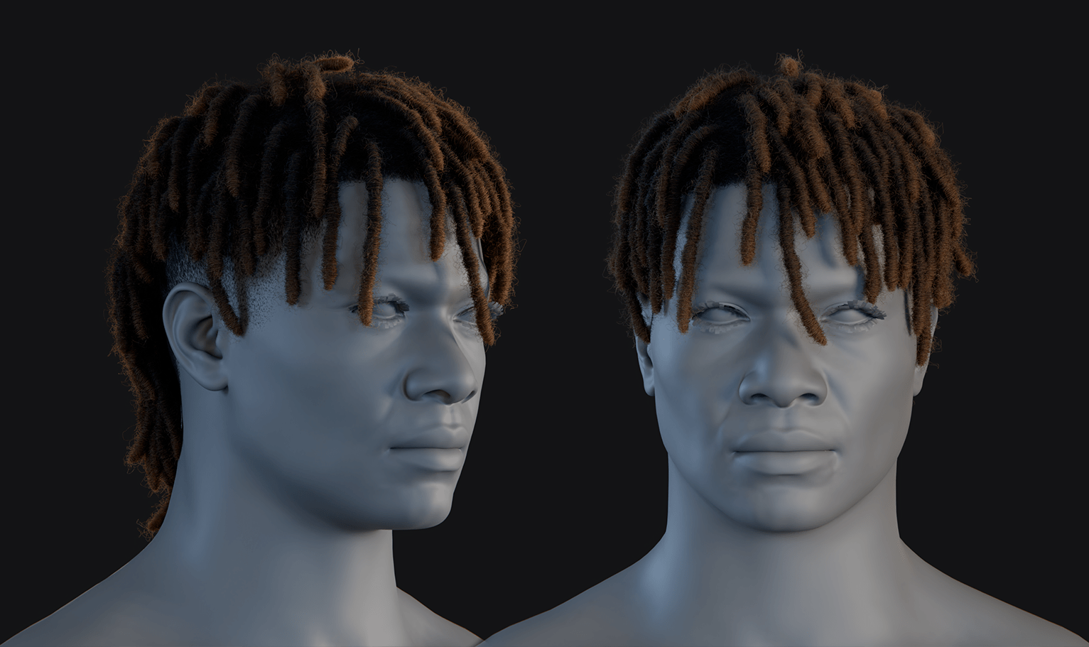 PixelHair ready-made 3D hairstyle of Ski Mask the Slump god Mohawk dreads in Blender