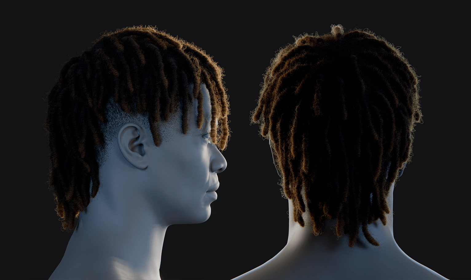 PixelHair ready-made 3D hairstyle of Ski Mask the Slump god Mohawk dreads in Blender