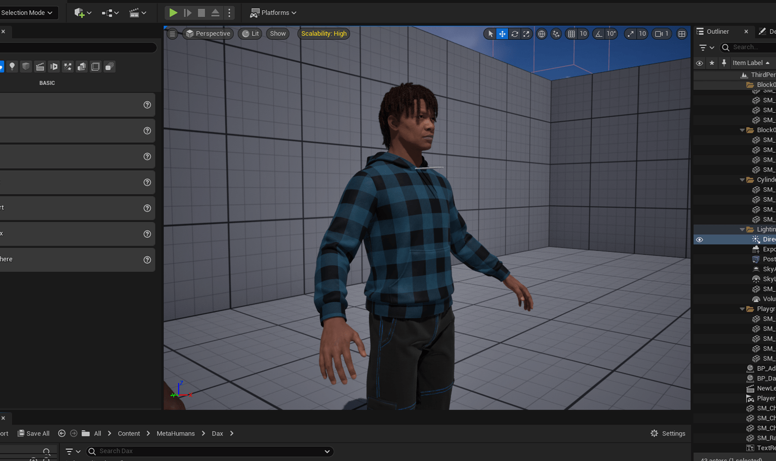 PixelHair ready-made 3D hairstyle of Ski Mask the Slump god Mohawk dreads on a metahuman in Unreal Engine