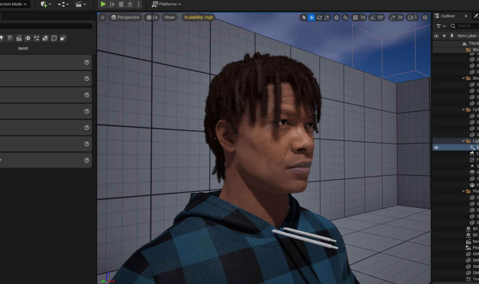 PixelHair ready-made 3D hairstyle of Ski Mask the Slump god Mohawk dreads on a metahuman in Unreal Engine