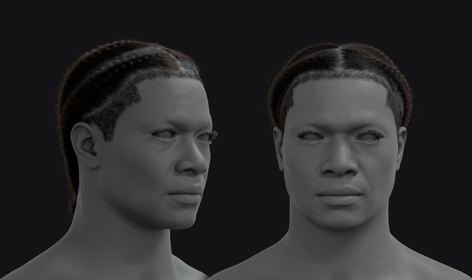 PixelHair ready-made Big Sean braids 3D hairstyle in Blender using hair particle system