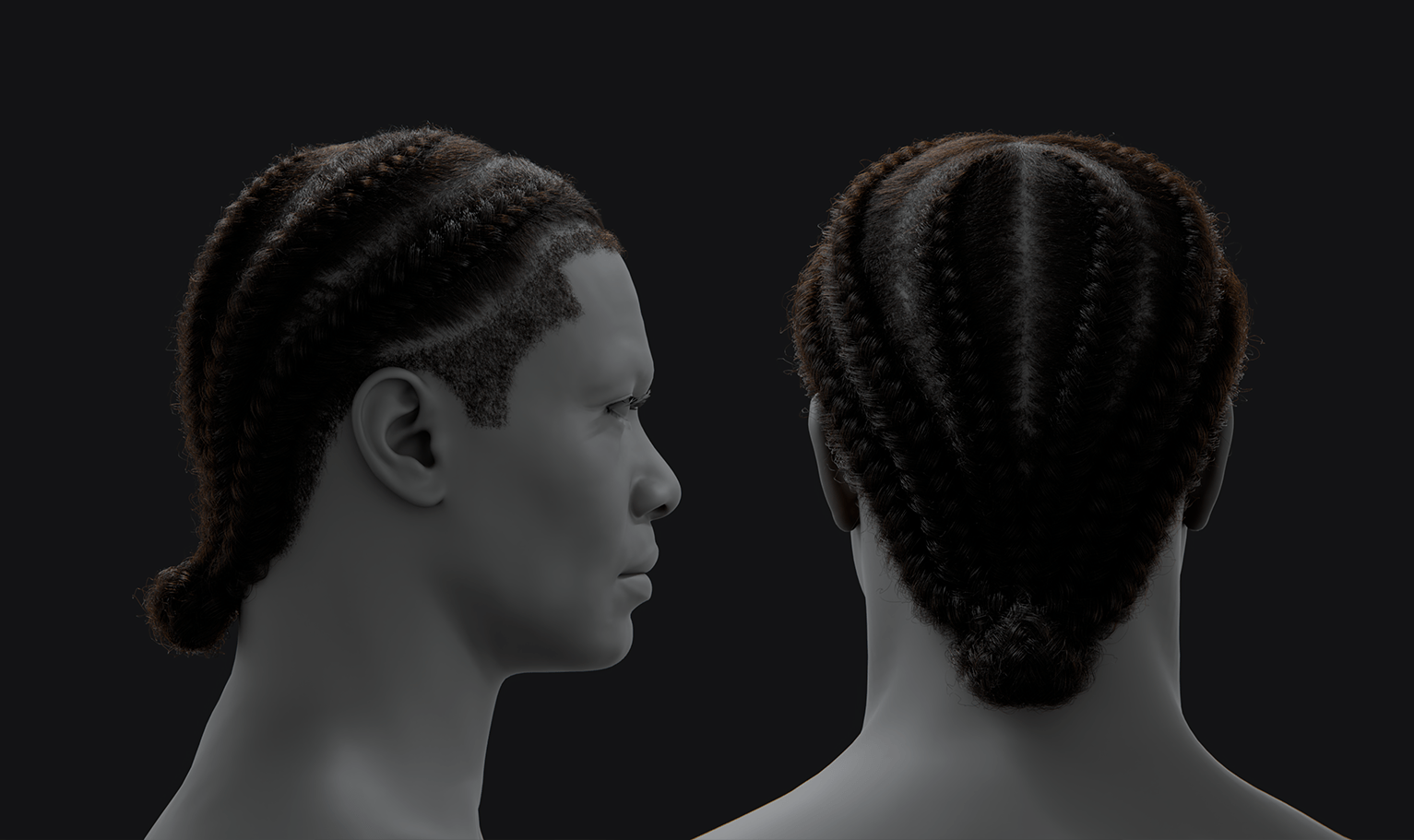 PixelHair ready-made Big Sean braids 3D hairstyle in Blender using hair particle system