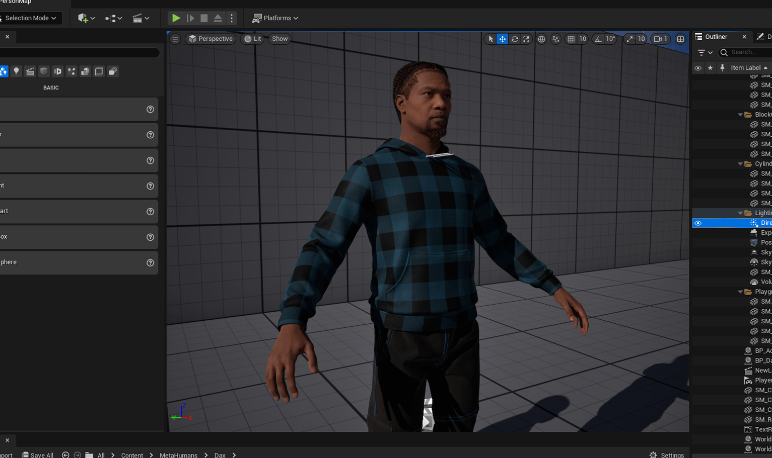 PixelHair ready-made Big Sean braids 3D hairstyle on a metahuman in Unreal Engine 5