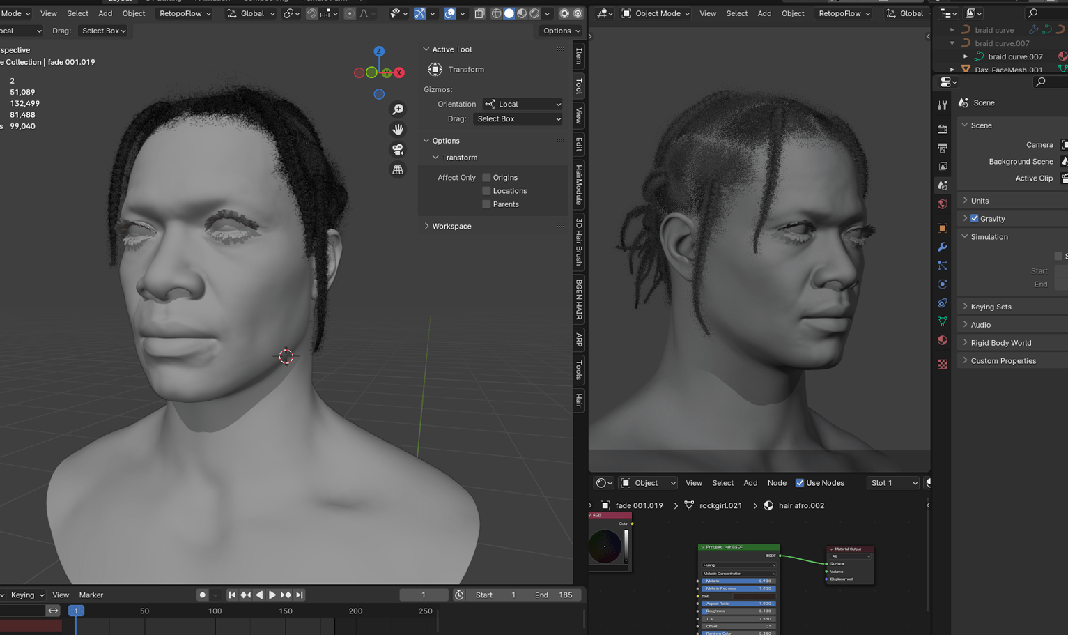 PixelHair ready-made iconic Asap Rocky braids 3D hairstyle in Blender using hair particle system