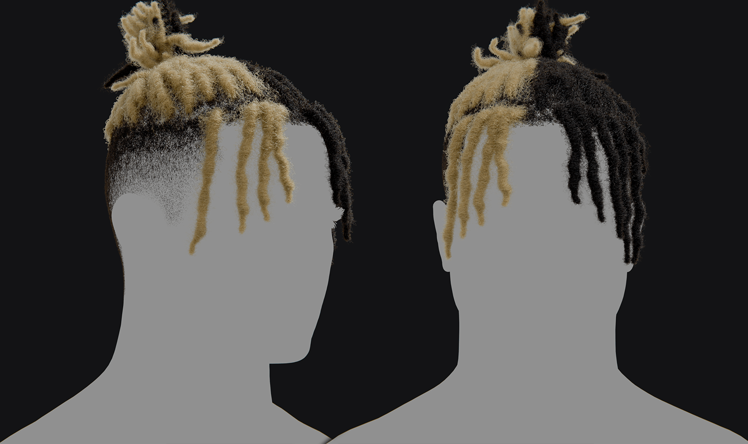 PixelHair ready-made iconic xxxtentacion black and blonde dreads 3D hairstyle in Blender using hair particle system