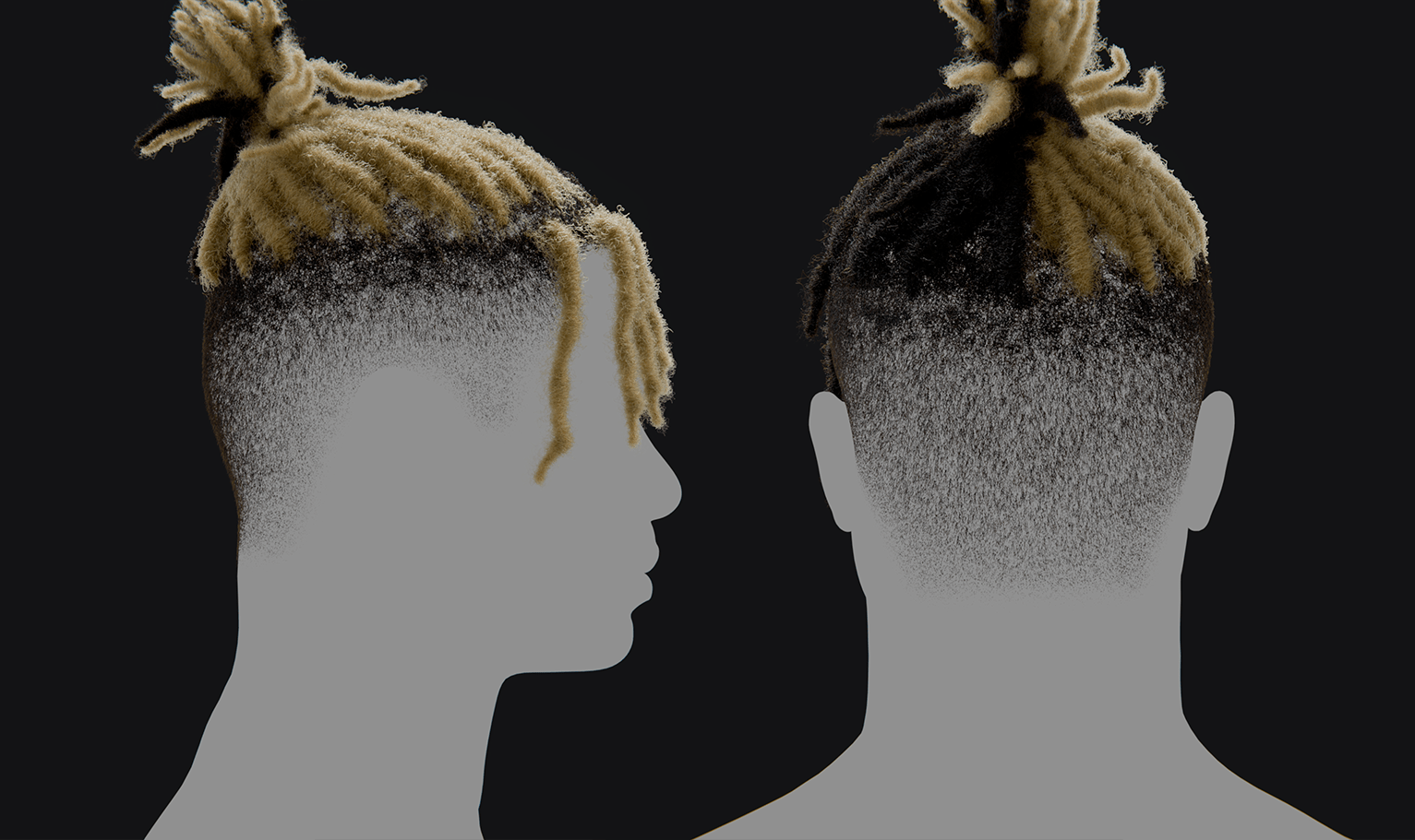 PixelHair ready-made iconic xxxtentacion black and blonde dreads 3D hairstyle in Blender using hair particle system