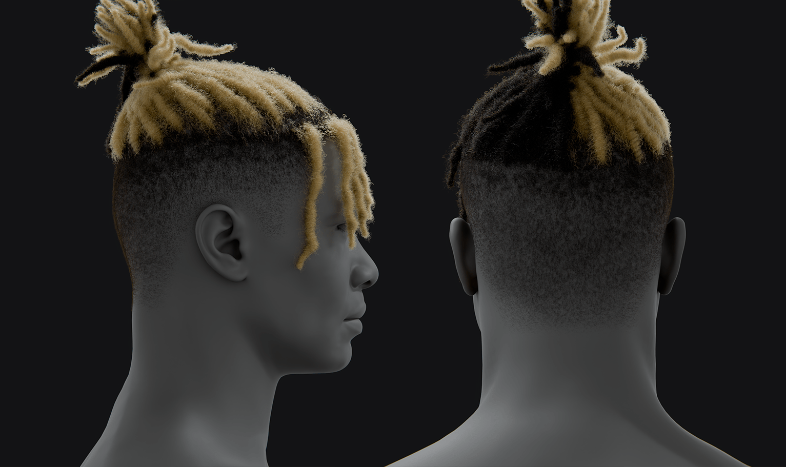 PixelHair ready-made iconic xxxtentacion black and blonde dreads 3D hairstyle in Blender using hair particle system