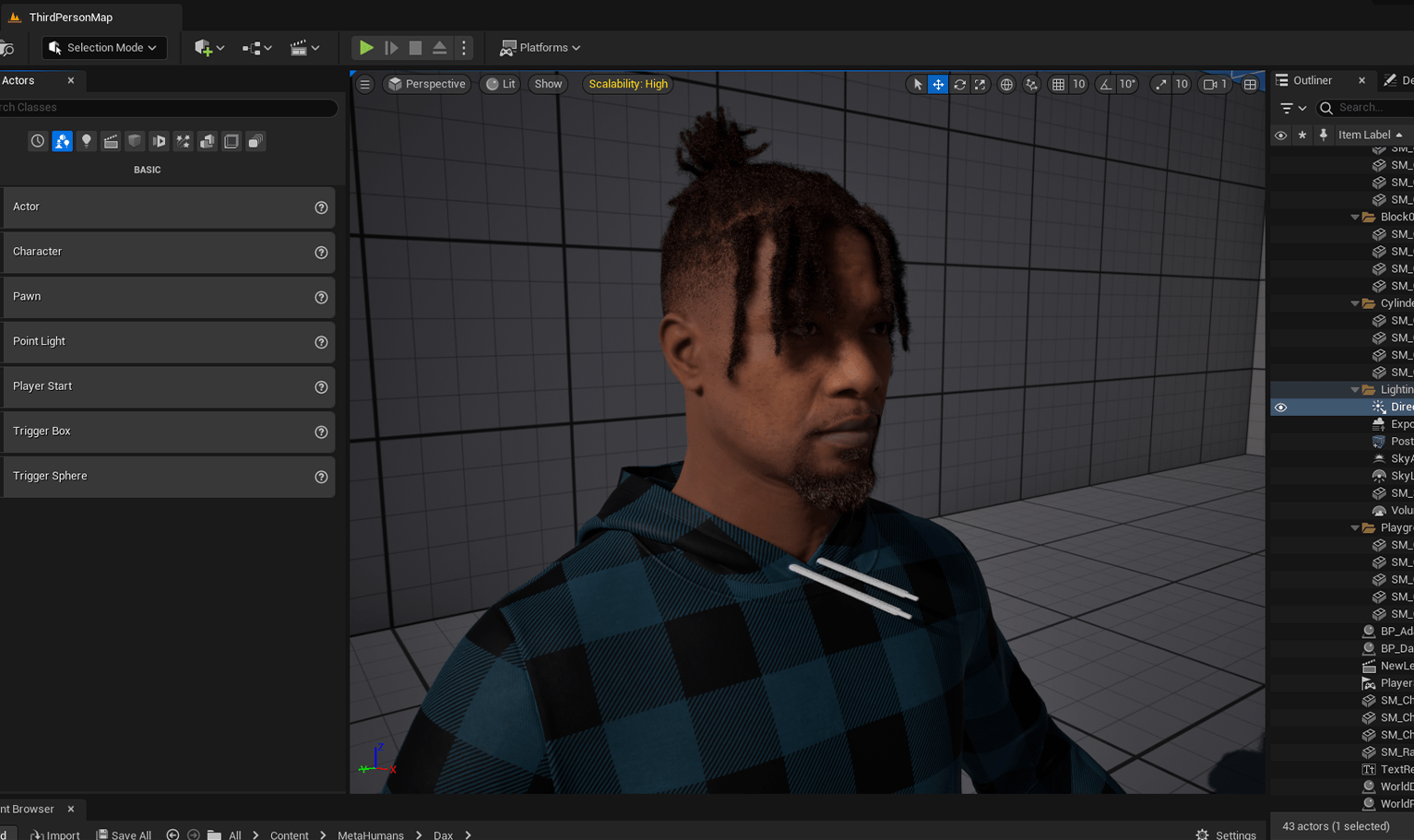 PixelHair ready-made iconic xxxtentacion black and blonde dreads 3D hairstyle on a metahuman in Unreal Engine 5